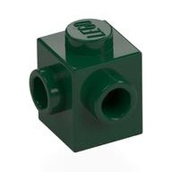 LEGO part 26604 Brick Special 1 x 1 with Studs on 2 Adjacent Sides in Earth Green/ Dark Green