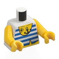 LEGO part 973c01h01pr0045 Torso, Yellow Arms and Hands with print in White