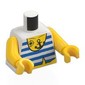 Torso, White/Blue Stripes Shirt, Bare Yellow Chest, Anchor, Windrose Tattoo print, Yellow Arms and Hands