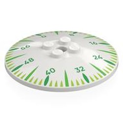 LEGO part 44375bpr0024 Dish 6 x 6 Inverted (Radar) with Solid Studs with Clock-like Face, Green/Bright Green, Lime Markings, Green 0, 8, 16, 24, 32, 40, 48, 56 print in White