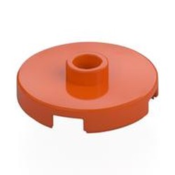LEGO part 18674 Plate Special Round 2 x 2 with Center Stud (Jumper Plate) in Reddish Orange