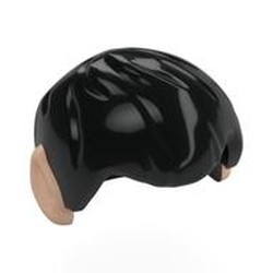 LEGO part 8345pr0001 Hair Smooth with Pointy Vulcan Ears Light Nougat Print in Black