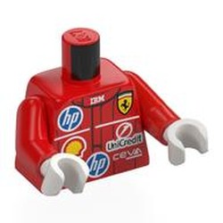LEGO part 973c22h27pr0006 Torso, Red Arms, White Hands with print in Bright Red/ Red