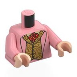 LEGO part 973c84h02pr0002 Torso, Warm Pink Arms, Light Nougat Hands with print in Warm Pink