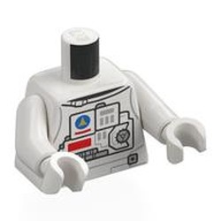 LEGO part 973c27h27pr0028 Torso, White Arms and Hands with print in White
