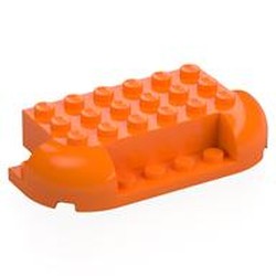 LEGO part 8289 BRICK 4X8X1 1/3, BOW, W/ CUTOUT in Bright Orange/ Orange