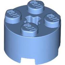LEGO part 3941 Brick Round 2 x 2 with Axle Hole in Medium Blue