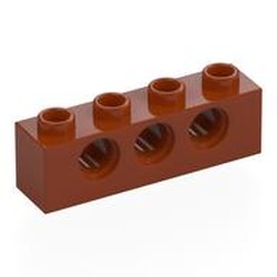 LEGO part 3701 Technic Brick 1 x 4 [3 Pin Holes] in Dark Orange
