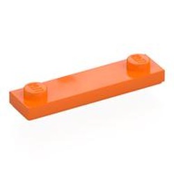 LEGO part 41740 Plate Special 1 x 4 with 2 Studs with Groove [New Underside] in Bright Orange/ Orange