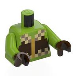 LEGO part 973c18h07pr0001 Torso, Lime Arms, Dark Brown Hands with print in Bright Yellowish Green/ Lime
