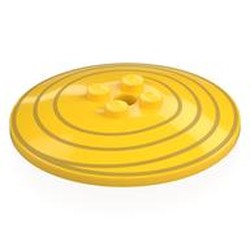 LEGO part 44375bpr0023 Dish 6 x 6 Inverted (Radar) with Gold print in Bright Yellow/ Yellow