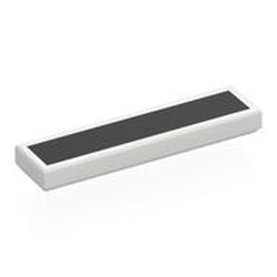 LEGO part 2431pr0086 Tile 1 x 4 with Black Rectangle print in White