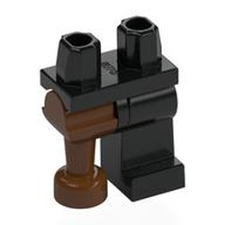 LEGO part 970e04 Left Leg, Reddish Brown Right Pirate Peg Leg, and Black Hips in Reddish Brown