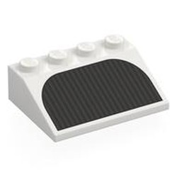LEGO part 3297pr0029 Slope 33° 3 x 4 with Black Vent print in White