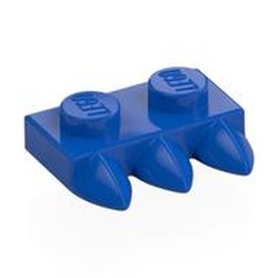 LEGO part 15208 Plate Special 1 x 2 with Three Teeth [Tri-Tooth] in Bright Blue/ Blue