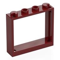 LEGO part 60594 Window 1 x 4 x 3 without Shutter Tabs in Dark Red