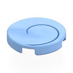 LEGO part 14769pr0055 Tile Round 2 x 2 with Dark Blue Spiral, Right Print in Light Royal Blue/ Bright Light Blue