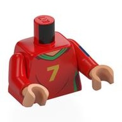 LEGO part 973c22h13pr0002 Torso, Red Arms, Nougat Hands with print in Bright Red/ Red