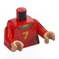 Torso, Football Shirt, Green Collar, Gold '7', 'RONALDO', Dark Blue Band on Arm print, Red Arms, Nougat Hands