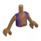 Minidoll Torso Boy with Medium Nougat Arms and Hands with Bare Chest, Dark Purple Jacket, Dark Red Belt, Gold Decorations print