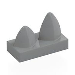 LEGO part 15209 Tile Special 1 x 2 with Two Vertical Teeth / Tooth in Medium Stone Grey/ Light Bluish Gray