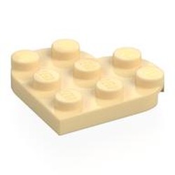 LEGO part 39613 Plate Angled 3 x 3 with Heart Shape in Brick Yellow/ Tan