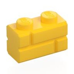 LEGO part 98283 Brick Special 1 x 2 with Masonry Brick Profile in Bright Yellow/ Yellow