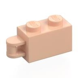 LEGO part 34816 Brick Special 1 x 2 with Vertical Closed Handle on Edge in Light Nougat