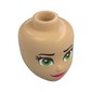 Minidoll Head, Dark Brown Eyebrows, Bright Green Eyes, Coral Lips, Closed Mouth