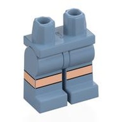LEGO part 970c24pr0007 Hips and Sand Blue Legs with Light Nougat Knees print in Sand Blue