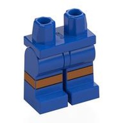 LEGO part 970c28pr0006 Hips and Blue Legs with Sienna Brown Knees print in Bright Blue/ Blue