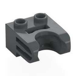 LEGO part 7510 Technic Brick Special 1 x 2 with Ball Socket Wide in Dark Stone Grey / Dark Bluish Gray