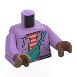 LEGO part 973c33h69pr0001 Torso, Medium Lavender Arms, Medium Brown Hands with print in Medium Lavender