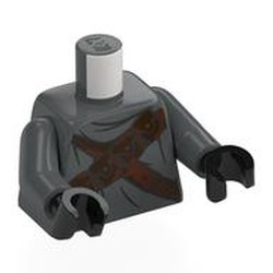 LEGO part 973c12h03pr0008 Torso, Dark Bluish Gray Arms, Black Hands with print in Dark Stone Grey / Dark Bluish Gray