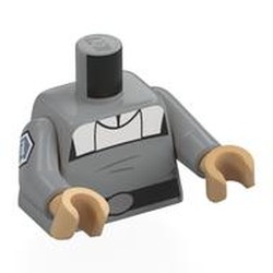 LEGO part 973c14h70pr0001 Torso, Imperial Uniform, White Collar, Black Belt, Kaminoan Insignia on Arm print, Light Bluish Gray Arms, Warm Tan Hands in Medium Stone Grey/ Light Bluish Gray
