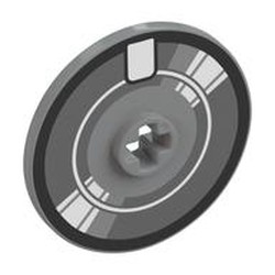 LEGO part 2723pr0009 Technic Disc 3 x 3 with print in Medium Stone Grey/ Light Bluish Gray