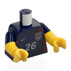 LEGO part 973g05c01h01pr0001 Torso, Dual Molded Arms with Dark Blue Sleeves Pattern, Yellow Arms and Hands with print in Earth Blue/ Dark Blue