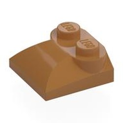 LEGO part 47457 Brick Curved 2 x 2 x 2/3 Two Studs and Curved Slope End in Medium Nougat