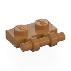 LEGO part 2540 Plate Special 1 x 2 Side Handle [Free Ends] in Medium Nougat