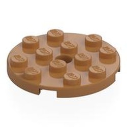 LEGO part 60474 Plate Round 4 x 4 with Pin Hole in Medium Nougat