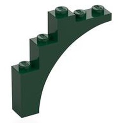 LEGO part 14395 Brick Arch 1 x 5 x 4 [Continuous Bow, Raised Underside Cross Supports] in Earth Green/ Dark Green