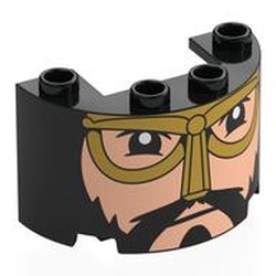 LEGO part 24593pr0004 Cylinder Half 2 x 4 x 2 with 1 x 2 Cutout with print in Black
