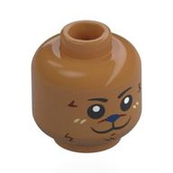 LEGO part 28621pr0167 Minifig Head with print in Medium Nougat
