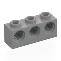 LEGO part 5565 Technic Brick 1 x 3 [3 Pin Holes] in Medium Stone Grey/ Light Bluish Gray