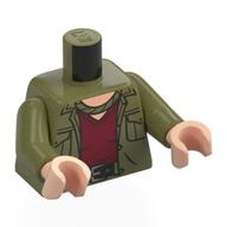 LEGO part 973c20h02pr0008 Torso, Olive Green Arms, Light Nougat Hands with print in Olive Green