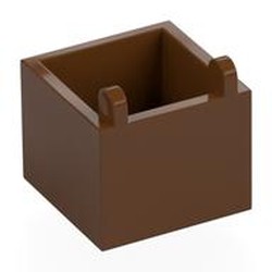 LEGO part 7711 Container Box 2 x 2 x 1 1/3 with Hinge in Reddish Brown