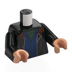LEGO part 973c03h13pr0002 Torso, Black Arms, Nougat Hands with print in Black