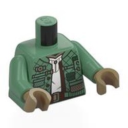 LEGO part 973c25h11pr0001 Torso, Sand Green Arms, Dark Tan Hands with print in Sand Green