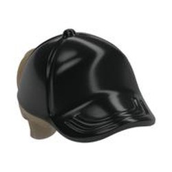 LEGO part 35660pat0008 Hair and Hat / Cap, Ponytail Dark Tan Print in Black