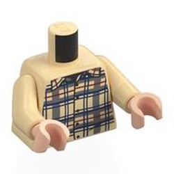 LEGO part 973c26h02pr0011 Torso, Tan Arms, Light Nougat Arms with print in Brick Yellow/ Tan
